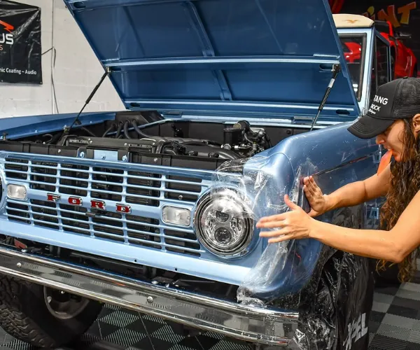 highlighting the seamless application and precise edges of the premium vinyl wrap